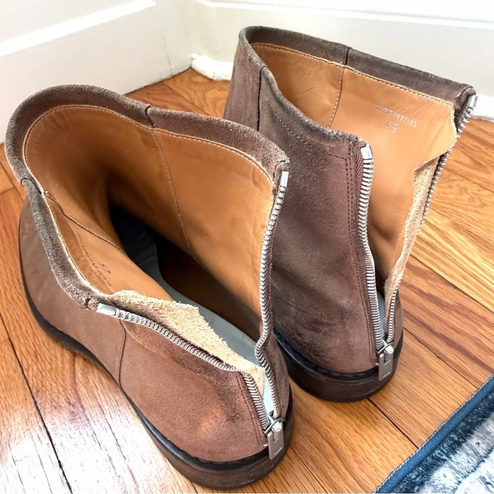 Maison Margiela Brown Suede Men’s Ankle Boots Vibram Sole Back Zip Size 45